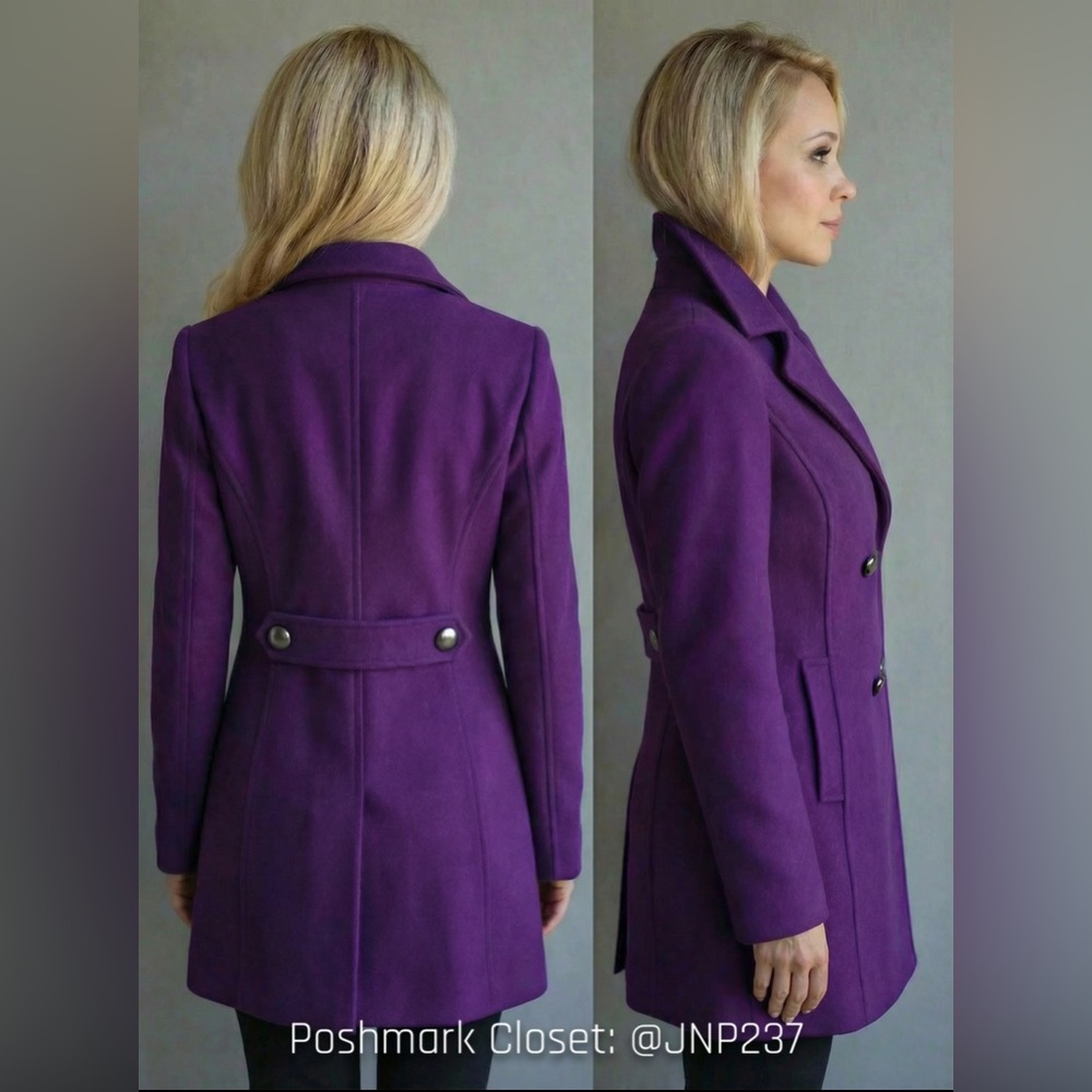 { Coldwater Creek } Violet Wool-Blend Peacoat - Picture 4 of 9